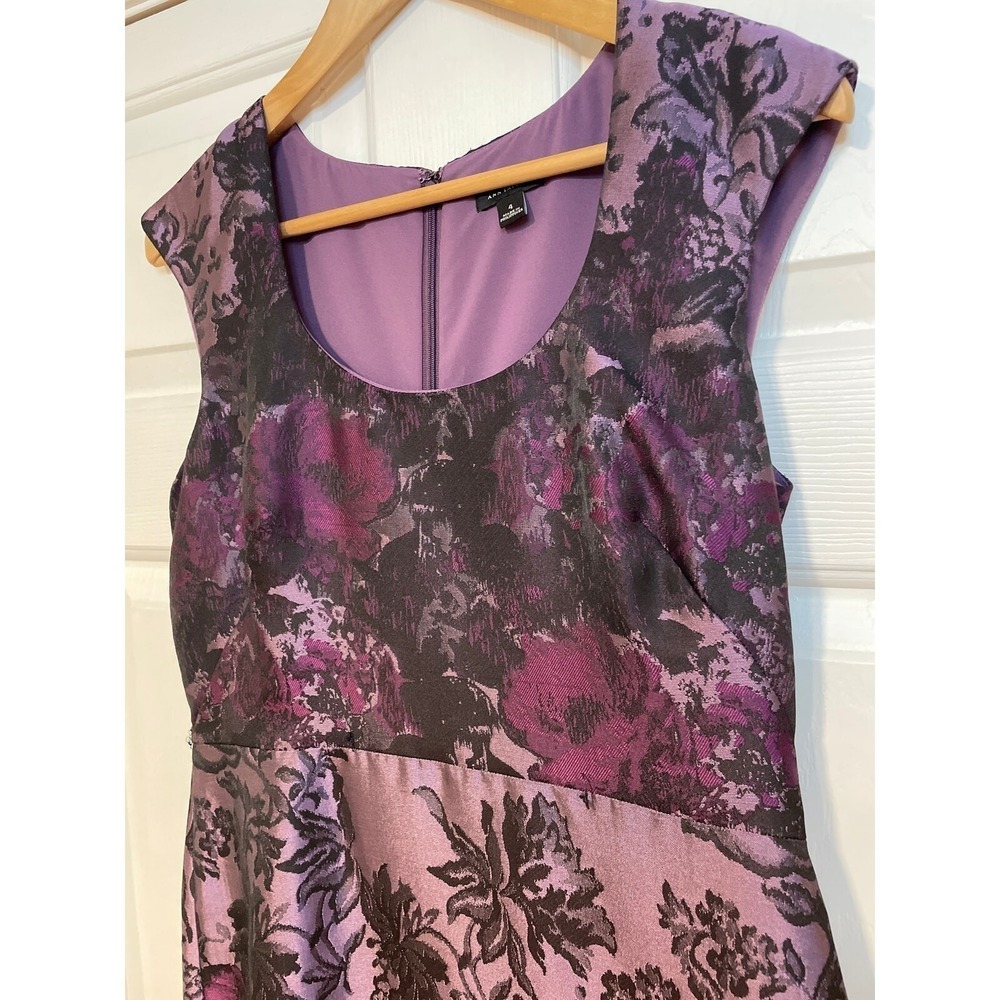 Ann Taylor Floral Taffeta Sleeveless Sheath Dress S 4 Romantic Purple Whimsygoth